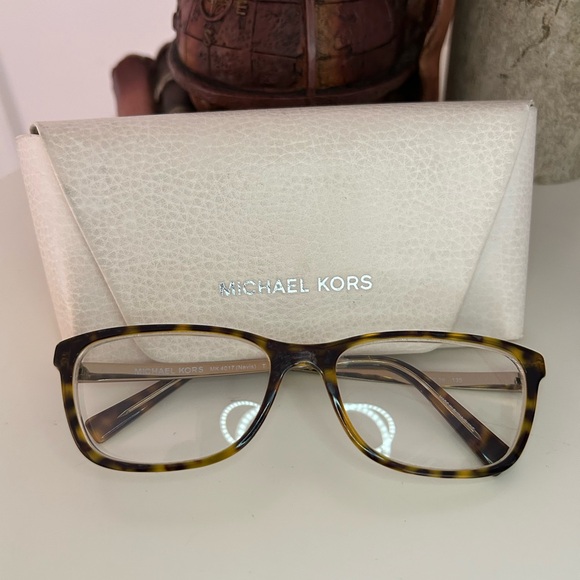 Michael Kors Accessories - Michael Kors Tortoiseshell Brown and Gold Rectangular Eyeglasses